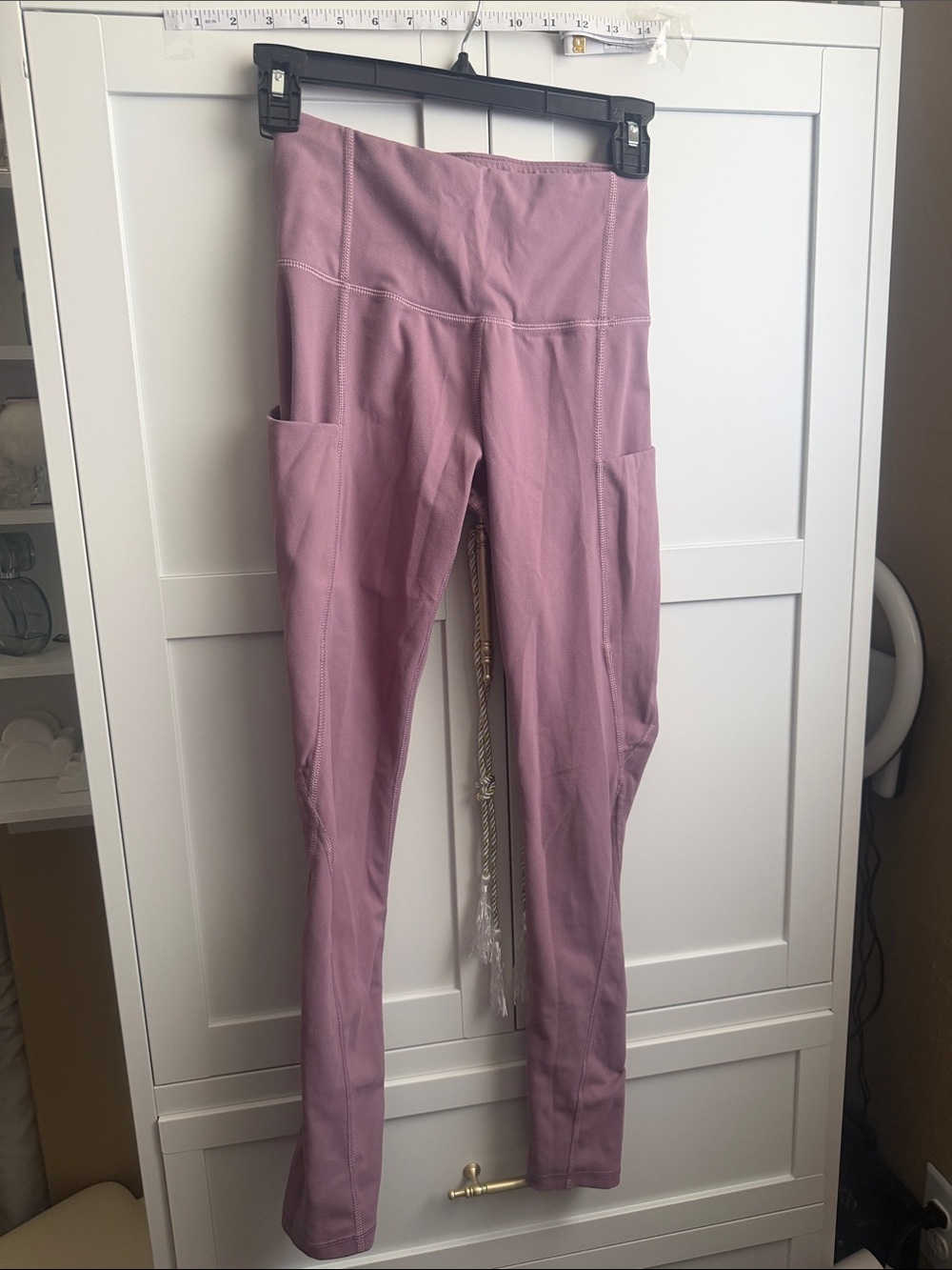 Mauve High-Waist Leggings with Side Pockets
